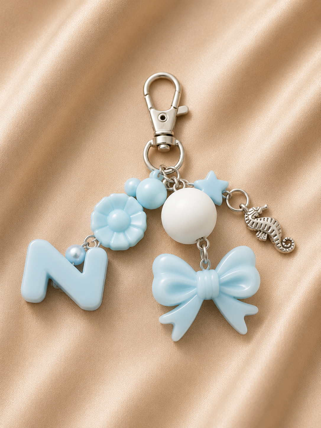 Blue Bow Charm Keychain