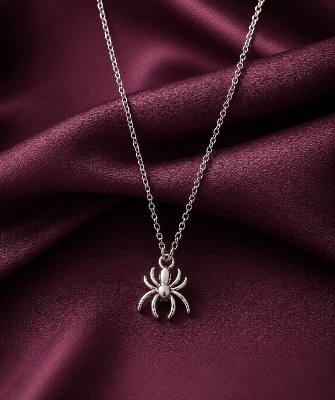 Silver Spider Pendant Necklace