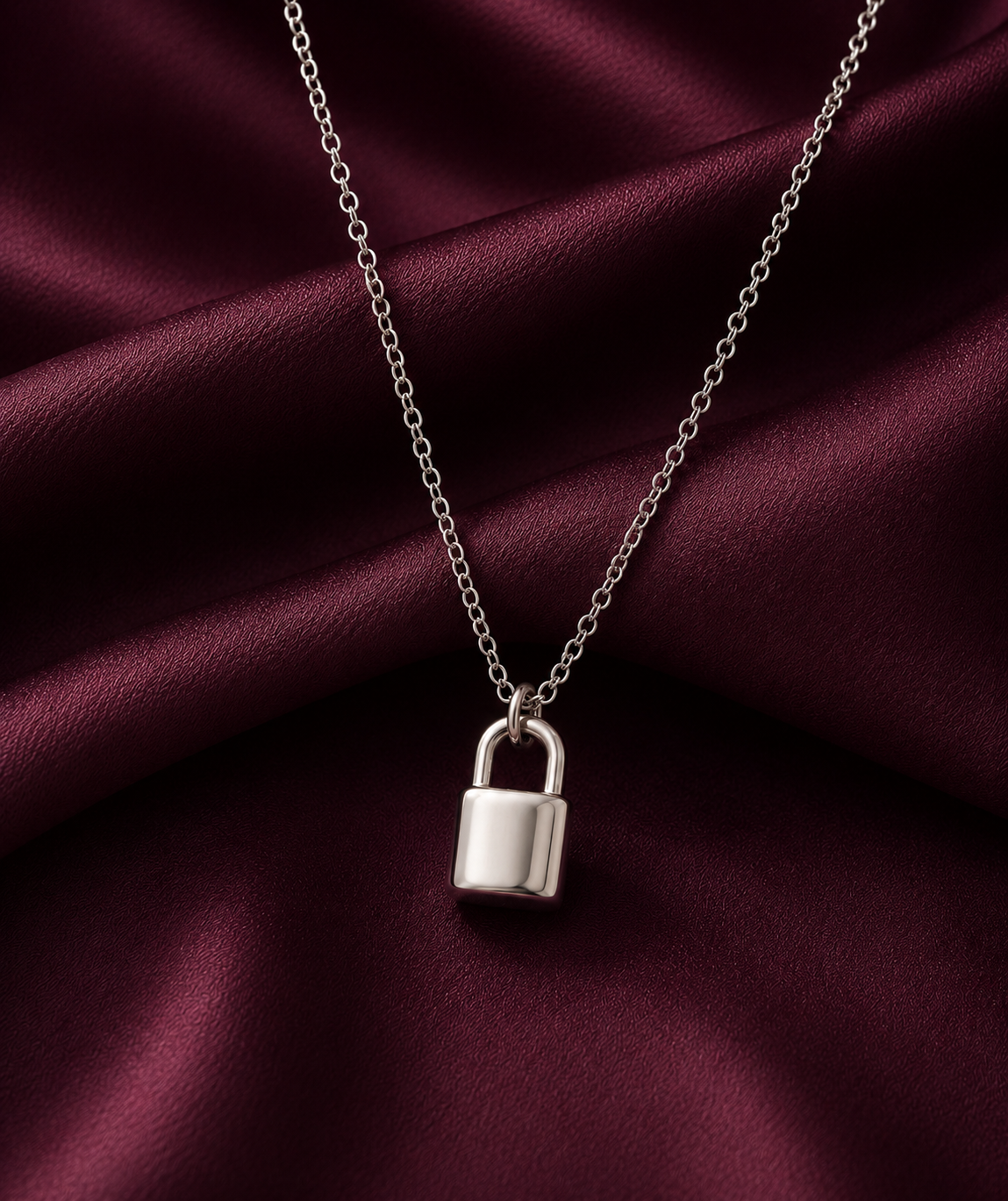 Silver Lock Pendant Necklace