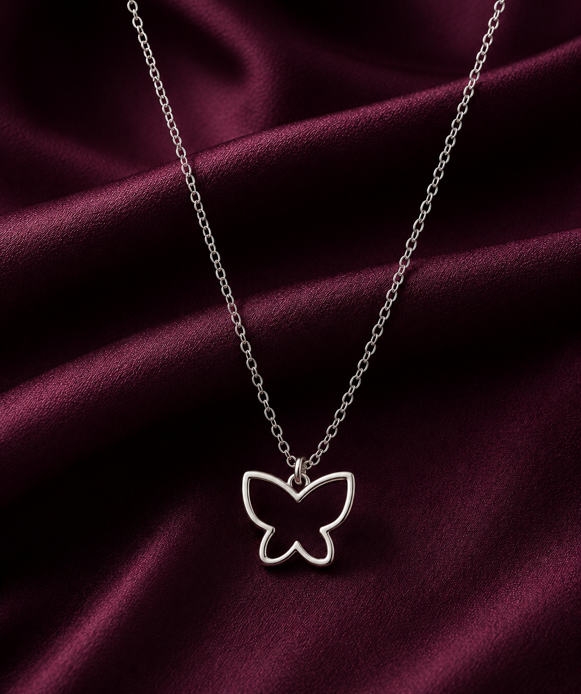 Silver Butterfly Pendant Necklace