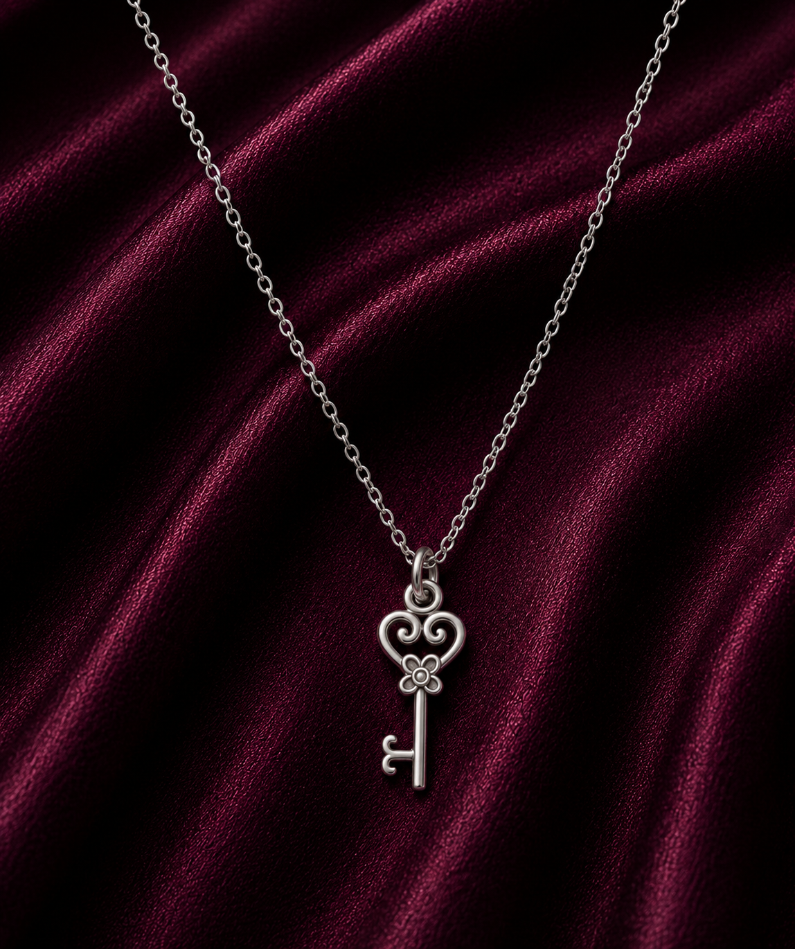 Silver Key Pendant Necklace