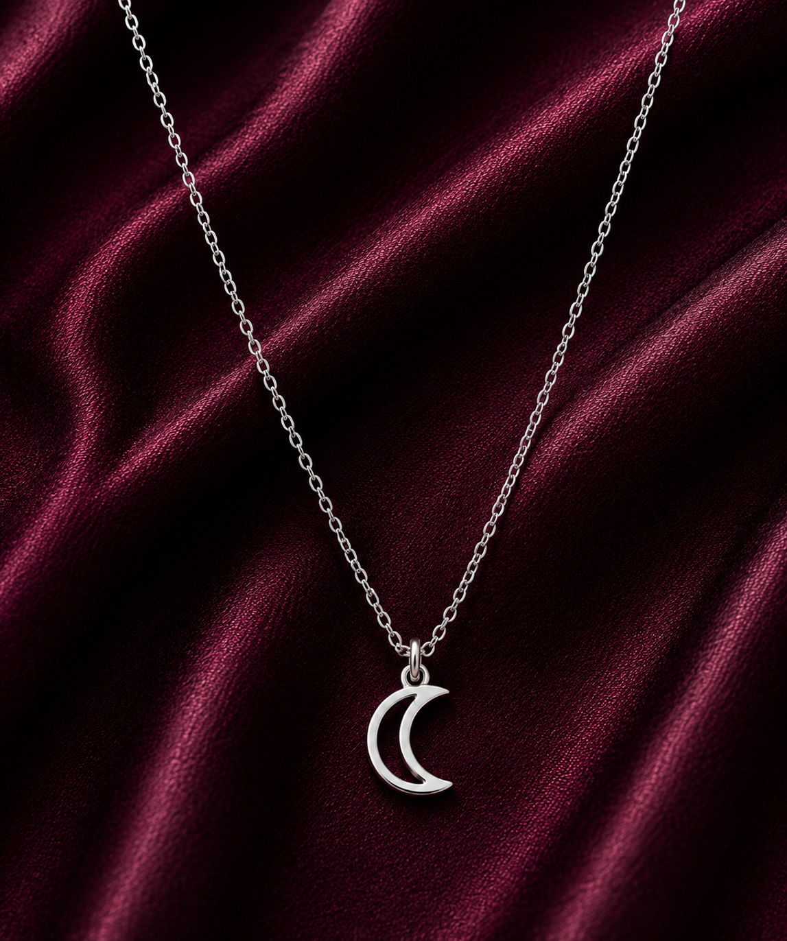 Silver Moon Pendant Necklace