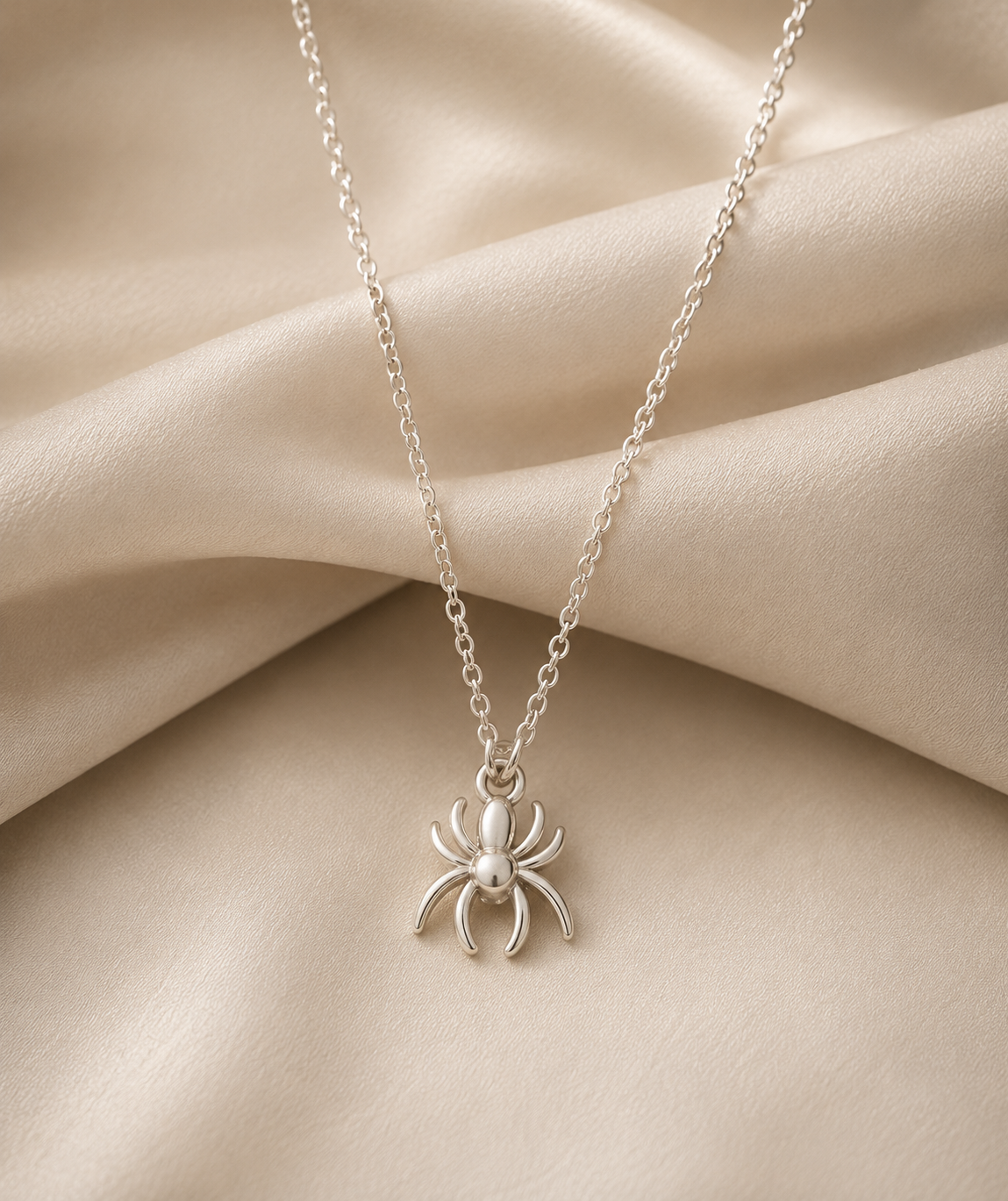 Silver Spider Pendant Necklace