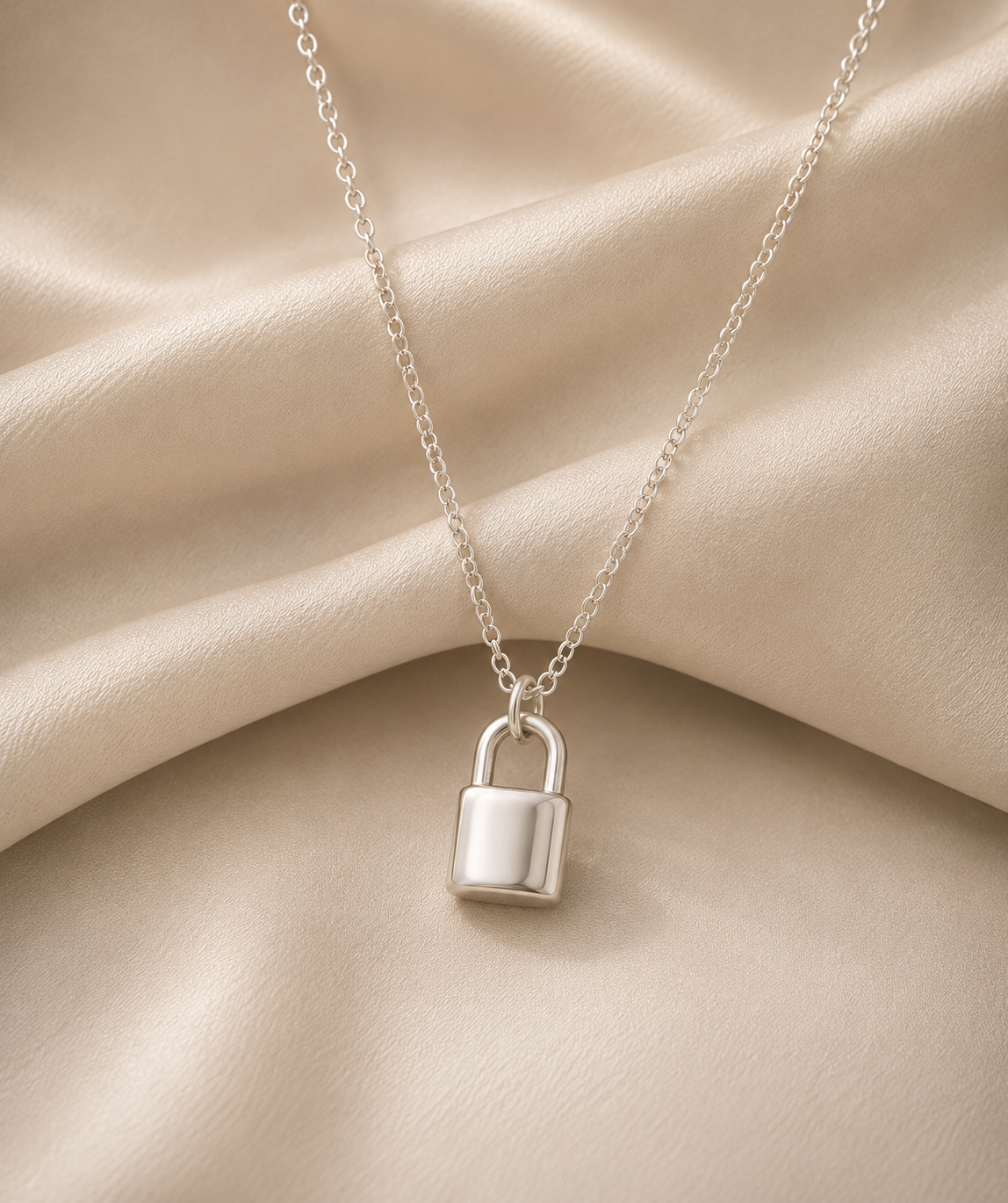 Silver Lock Pendant Necklace