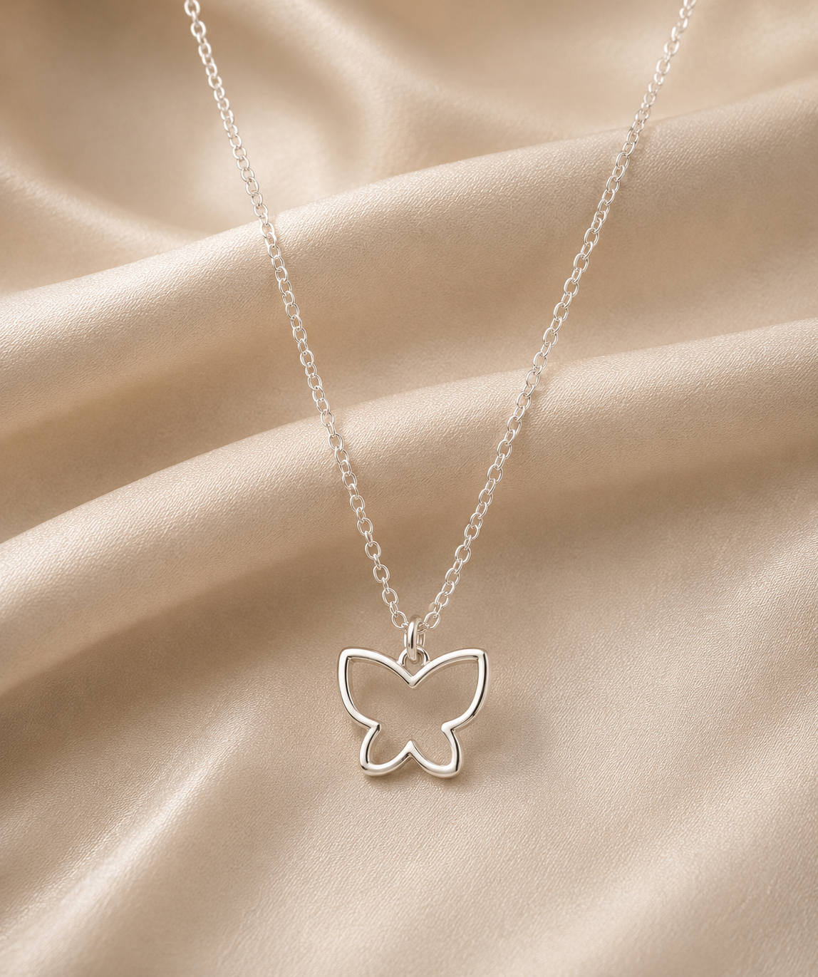 Silver Butterfly Pendant Necklace