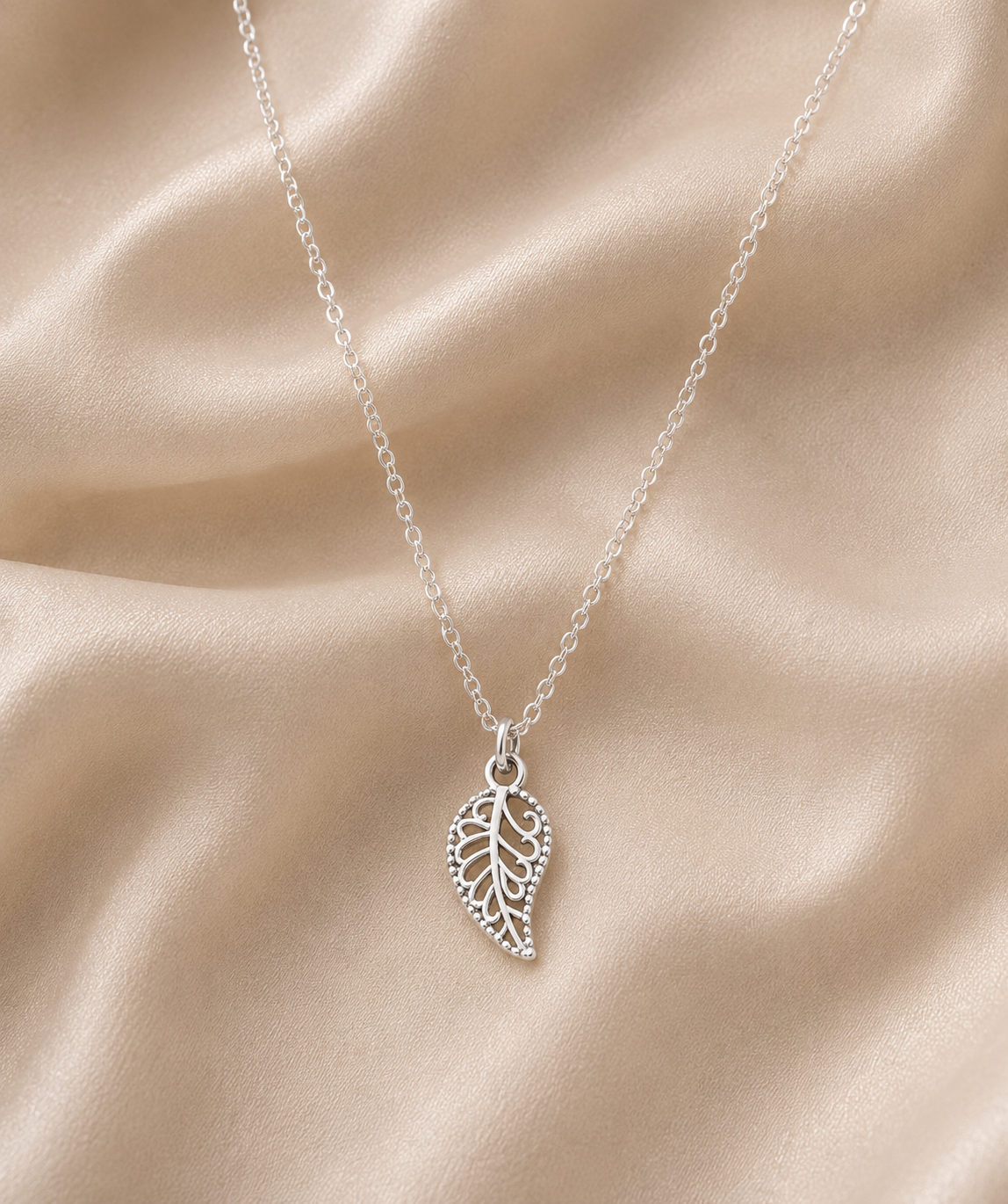Silver Leaf Pendant Necklace