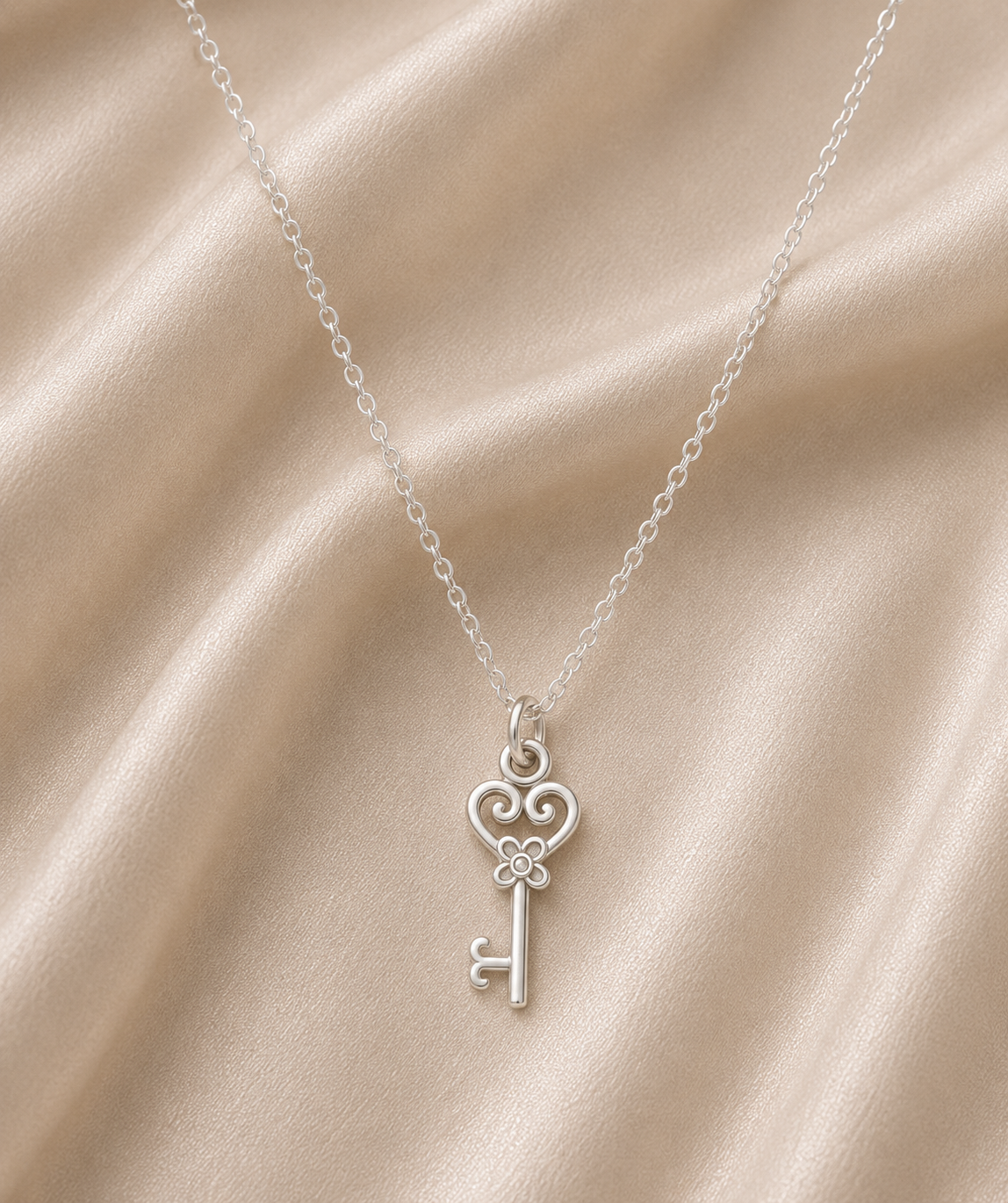Silver Key Pendant Necklace